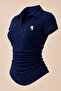 Plus Size Sim Detailed Polo Collar Gathered Blouse - 2
