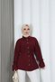 Butterfly Stone Button Detailed Lace-Up Tunic Claret Red Hnt2126 - 4