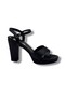 308-26 Shiny Satin Cross Strap Thick Heel Women's Sandals(11cm) - 2