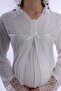 Cotton Maternity Pajama Set with Hidden Nursing Features Effortt - Ecru - 4