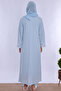 Hijab-Friendly Cotton Nursing Nightgown Set with Dressing Gown Effortt - Blue - 4