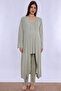 Cotton Dressing Gown Maternity Nursing Pajama Set with Adjustable Elastic Waist Effortt - Green - 3