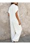 Linen Women's Buttoned Shirt Collar Loose Jumpsuit – Wide Leg Relaxed Fit Summer Jumpsuit 70% Linen 30% Cotton - 4