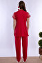 Adjustable Waist Elasticated Maternity Pajama Set with Hijab Effortt - Cherry - 6