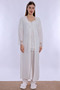 Cotton Long Robe Maternity Nursing Pajama Set Effortt - Ecru - 3