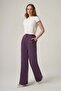 Women's Striped High Waist Trousers Plum 31419 - 2