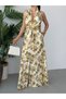 Yellow Patterned Tie-Waist Sleeveless Long Dress - 5