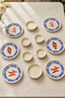 Blue Bon Appetit 12 Piece 6 Person Stackable Ceramic Breakfast Set Luxury Presentation Set Plate