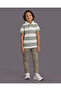 Boys Green And White Striped Polo T-shirt - 2