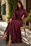Printed Buttoned Hijab Dress A3001 Plum