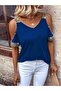 Women's Off-The-Shoulder V-Neck Strappy Viscose Blouse - 3