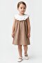 Girl's Linen Lace Collar Bow Printed Back Zipper Dress - 4