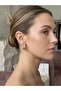 Damla Form Striped Steel Earrings 1.9 cm - 2