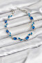 Brass Silver Color Blue Zircon Stone Flower Model Women's Bracelet