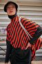 Parachute Striped Black Full Covered Hijab Swimsuit - 4-Piece Set M2307 - 4
