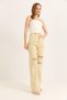 Beige Jeans with Ripped Detail on Wide Legs - 2