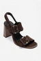 Women's ankle strap high heel sandals genuine leather zy 4177 suede brown - 2