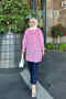 Pink Tunic with Elastic Sleeves and Ruffled Collar - 2