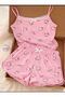 Pink Hello Kity Lace Detailed Top and Bottom Set
