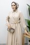 Side Tie Buckle Detailed Dress Tsd260203 Beige - 2