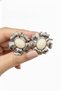 Vintage Floral Motif Oval Cream Detailed White Color Women's Earrings - 4