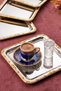 Antique Luxury 6 Pieces 21 cm Stainless Steel Silver Color Patterned Square Tray Decorative Coffee Tray - 2