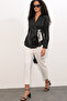 Women's Double-Breasted Satin Shirt 1510 - Black - 2
