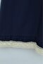 Elastic Waist Lace Pocketed Poplin Skirt - Navy Blue - 2