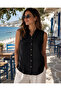 Women's 100% Cotton Muslin Judge Collar Sleeveless Buttoned Shirt Comfortable Fit Summer Blouse - 4