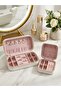 Portable Set of 2 Small and Large Jewelry Organizers with Mirror and Earring Compartment