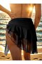 Black Tulle Double Layer Flared Side Tie Pareo Skirt - 2