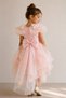 My Little Girl's Organza Flounce Collar Tail Dress for Girls - Dusty Rose - 3