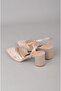 Seç 1533 Lace-Up Heel Shoes (Heel Height:7 cm) Vison Satin - 2