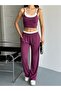 Women's Modal Fabric Combined Strappy Double Crop Top-Bottom Set - 4