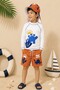New Season Character Patterned Children's Swimsuit Set with Sun Protection Hat and Swim Shorts - 2