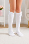 3 Pairs of Seamless Children's Bowknot Knee Socks White - 2