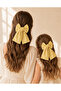 Scalloped Embroidered Yellow Tail Bow with Automatic Clip Buckle for Mother and Child