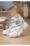 White and Aqua Green Wedge-Heeled Sneakers - 3