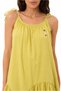 Organic Cotton Lime Green Mini Women's Dress with Tie Straps and Flounce Detail - 3