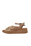 Gold Glitter Leather Women's Wedge Heeled Sandals - 4