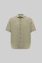 Men's Short Sleeve Oversize Linen Shirt Green - 6