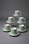 Emsan Alberon Green White 6-Person Turkish Coffee Cup Set |   Coffee Presentation Set 90 ml