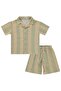 Holiday Collared Capri Suit Set for 6-9 Years Old - Green - 4