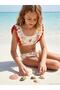 Ruffled Sleeve Swimsuit Set for Ages 2-12 - Orange