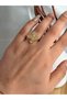 Women's Steel Four Leaf Flower Model Zircon Stone Adjustable Gold Ring - 3