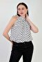 Women's halter neck polka dot blouse - white