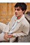 Beige Slim Fit Shirt Collar 100% Linen Men's Jacket - 3