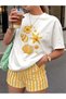 Women's T-Shirt with Seashell-Starfish-Tropical Flower Details