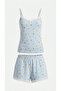 Women's Rope Strap Shorts and Lemon Patterned Lace Pajama Set - 4