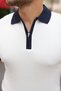Men's Collar and Sleeve Detailed Zipper Collar Stripe Pattern Short Sleeve Knitwear T-Shirt - 3
